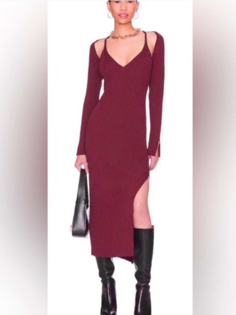 House Of Harlow Red Pink Dress Ribbed L Nwt